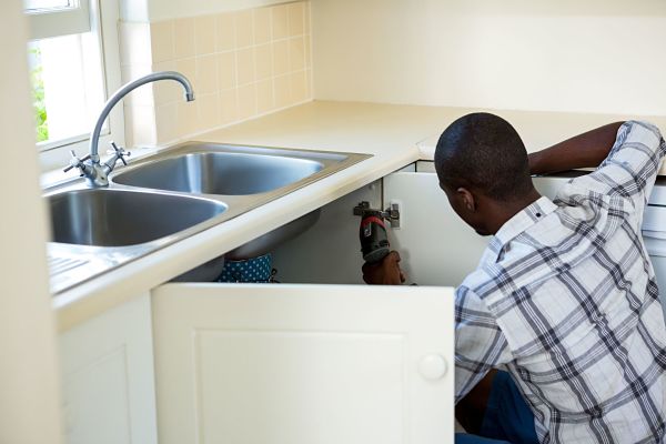 Pikwizard Man Repairing A Kitchen Sink Opt 